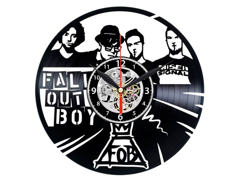 W0344 Fall Out Boy  ZEGAR SCIENNY ZEGAR DEKORACYJNY ZEGAZ Z PŁYTY WINYLOWEJ EVEVO EVEVEO.PL