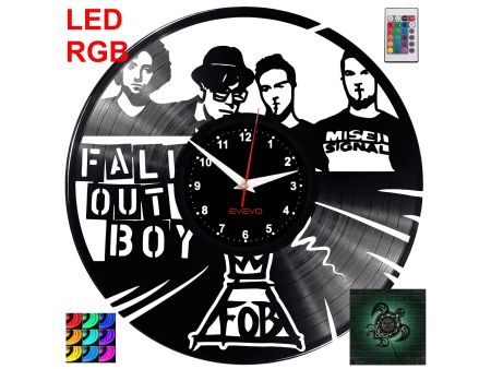 Fall Out Boy Zegar Ścienny Podświetlany LED RGB Na Pilota Płyta Winylowa Nowoczesny Dekoracyjny Na Prezent Urodziny