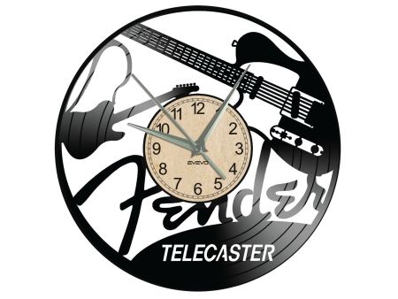 W0348 Fender Telecaster ZEGAR SCIENNY ZEGAR DEKORACYJNY ZEGAZ Z PŁYTY WINYLOWEJ EVEVO EVEVEO.PL