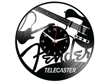 W0348 Fender Telecaster ZEGAR SCIENNY ZEGAR DEKORACYJNY ZEGAZ Z PŁYTY WINYLOWEJ EVEVO EVEVEO.PL