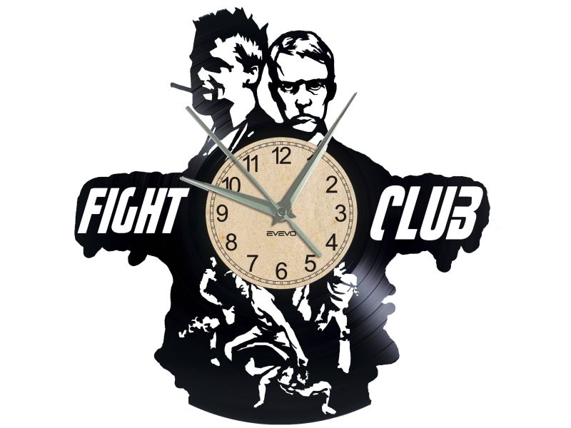 W0350 Fight Club  ZEGAR SCIENNY ZEGAR DEKORACYJNY ZEGAZ Z PŁYTY WINYLOWEJ EVEVO EVEVEO.PL