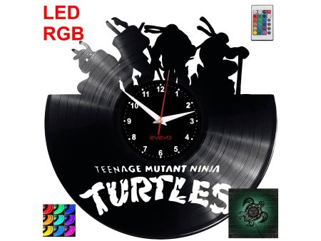 Teenage Mutant Ninja Turtles Zegar Ścienny Podświetlany LED RGB Na Pilota Płyta Winylowa Nowoczesny Dekoracyjny Na Prezent Urodz