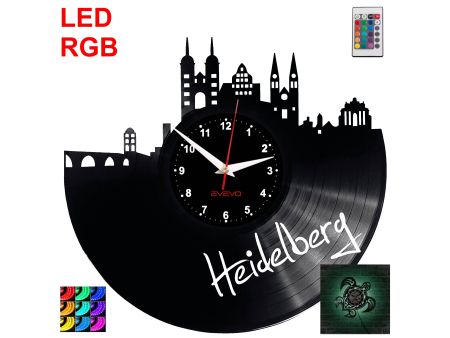 Heidelberg Zegar Ścienny Podświetlany LED RGB Na Pilota Płyta Winylowa Nowoczesny Dekoracyjny Na Prezent Urodziny