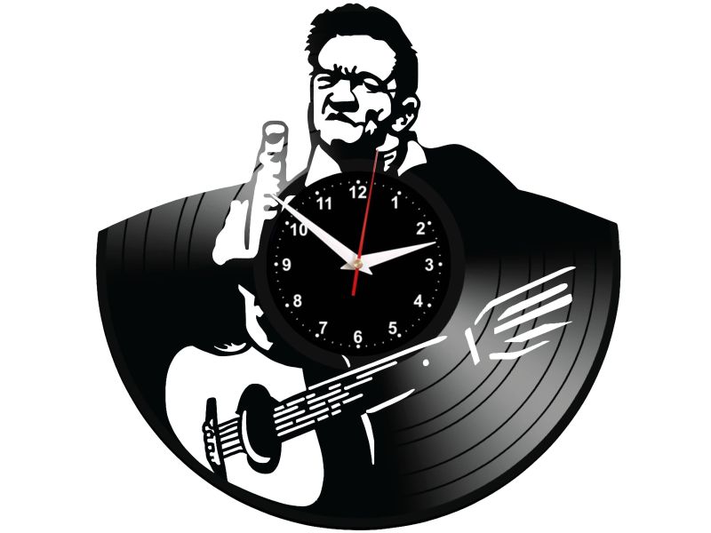 Johnny Cash ZEGAR SCIENNY ZEGAR DEKORACYJNY ZEGAZ Z PŁYTY WINYLOWEJ EVEVO EVEVEO.PL