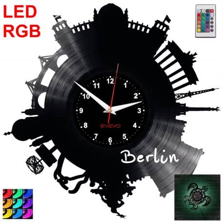 Berlin Zegar Ścienny Podświetlany LED RGB Na Pilota Płyta Winylowa Nowoczesny Dekoracyjny Na Prezent Urodziny