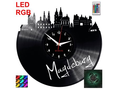 Magdeburg Zegar Ścienny Podświetlany LED RGB Na Pilota Płyta Winylowa Nowoczesny Dekoracyjny Na Prezent Urodziny