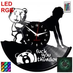 Ted Fuck You Thunder Zegar Ścienny Podświetlany LED RGB Na Pilota Płyta Winylowa Nowoczesny Dekoracyjny Na Prezent Urodziny
