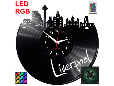 Liverpool Zegar Ścienny Podświetlany LED RGB Na Pilota Płyta Winylowa Nowoczesny Dekoracyjny Na Prezent Urodziny