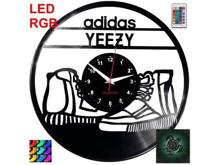 Adidas Yeezy Zegar Ścienny Podświetlany LED RGB Na Pilota Płyta Winylowa Nowoczesny Dekoracyjny Na Prezent Urodziny