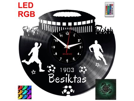 Besiktas Zegar Ścienny Podświetlany LED RGB Na Pilota Płyta Winylowa Nowoczesny Dekoracyjny Na Prezent Urodziny