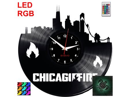 Chicago Fire Zegar Ścienny Podświetlany LED RGB Na Pilota Płyta Winylowa Nowoczesny Dekoracyjny Na Prezent Urodziny