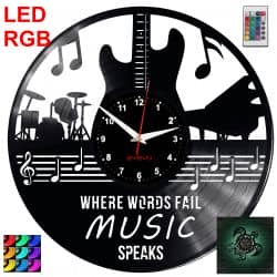 Gitara Pianino Zegar Ścienny Podświetlany LED RGB Na Pilota Płyta Winylowa Nowoczesny Dekoracyjny Na Prezent Urodziny