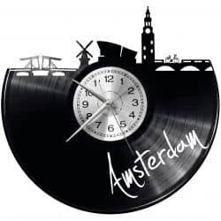 Amsterdam Zegar Ścienny Płyta Winylowa Nowoczesny Dekoracyjny Na Prezent Urodziny