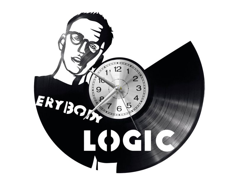 Logic Musician Zegar Ścienny Płyta Winylowa Nowoczesny Dekoracyjny Na Prezent Urodziny