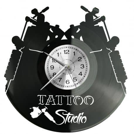 Tattoo Studio Zegar Ścienny Płyta Winylowa Nowoczesny Dekoracyjny Na Prezent Urodziny