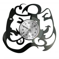 Theatre Mask Zegar Ścienny Płyta Winylowa Nowoczesny Dekoracyjny Na Prezent Urodziny