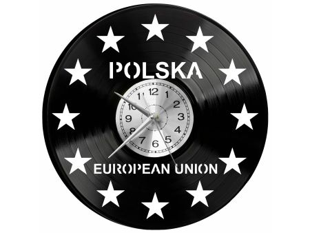 Unia Europejska Polska Zegar Ścienny Płyta Winylowa Nowoczesny Dekoracyjny Na Prezent Urodziny