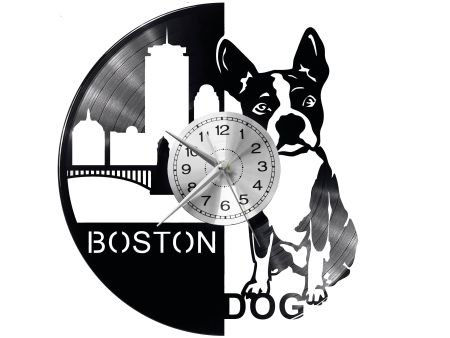 Boston Dog Zegar Ścienny Płyta Winylowa Nowoczesny Dekoracyjny Na Prezent Urodziny