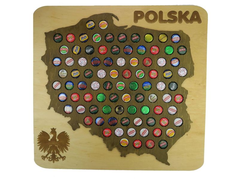 Polska Mapa 30x30 cm Grawer Kapslownica Piwo Na Kapsle Tablica Piwa Piwna 109 Kolorów Do Wyboru Na Prezent Dla Niego