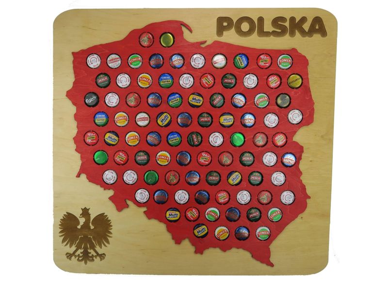 Polska Mapa 50x50 cm Grawer Kapslownica Piwo Na Kapsle Tablica Piwa Piwna 109 Kolorów Do Wyboru Na Prezent Dla Niego