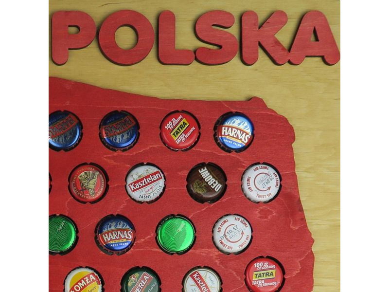 Polska Mapa 30x30 cm 3D Kapslownica Piwo Na Kapsle Tablica Piwa Piwna 109 Kolorów Do Wyboru Na Prezent Dla Niego