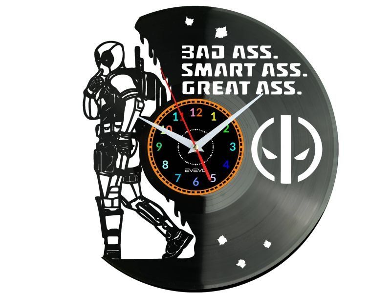 DEADPOOL ZEGAR ŚCIENNY PŁYTA WINYLOWA PREZENT UPOMINEK URODZINY DLA NIEJ DLA NIEGO EVEVO EVEVO.PL W0096