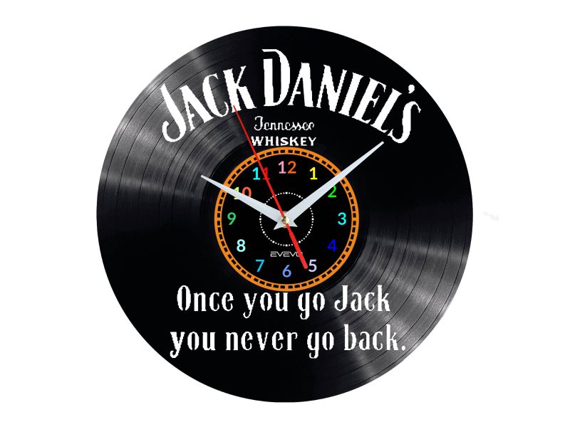 JACK DANIEL'S WHISKEY ZEGAR ŚCIENNY PŁYTA WINYLOWA PREZENT UPOMINEK URODZINY DLA NIEJ DLA NIEGO EVEVO EVEVO.PL W0067