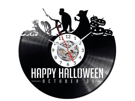 HAPPY HALLOWEEN ZEGAR ŚCIENNY DEKORACYJNY NOWOCZESNY PŁYTA WINYLOWA WINYL NA PREZENT EVEVO