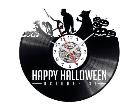 HAPPY HALLOWEEN ZEGAR ŚCIENNY DEKORACYJNY NOWOCZESNY PŁYTA WINYLOWA WINYL NA PREZENT EVEVO