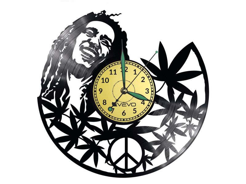 BOB MARLEY ZEGAR ŚCIENNY DEKORACYJNY NOWOCZESNY PŁYTA WINYLOWA WINYL NA PREZENT EVEVO.PL 