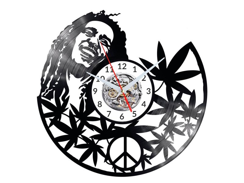 BOB MARLEY ZEGAR ŚCIENNY DEKORACYJNY NOWOCZESNY PŁYTA WINYLOWA WINYL NA PREZENT EVEVO.PL 