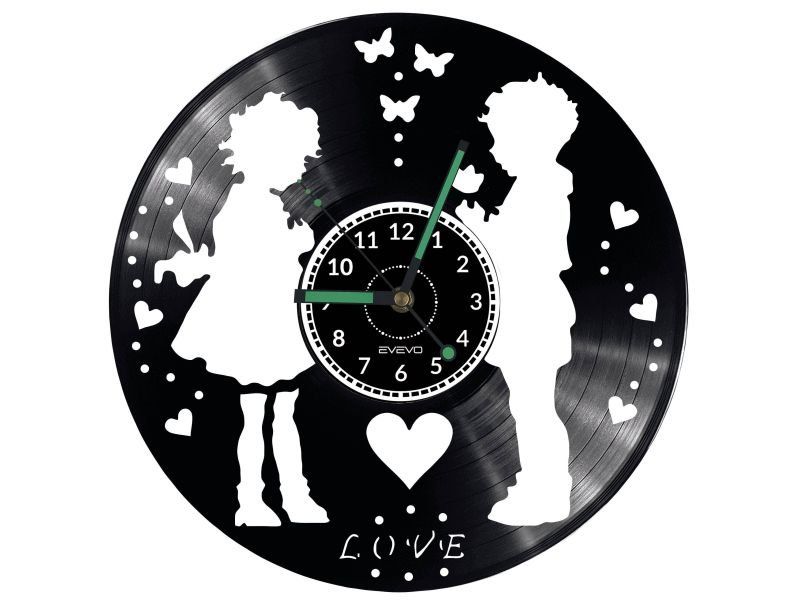 WALENTYNKI MIŁOŚĆ ZEGAR ŚCIENNY PŁYTA WINYLOWA PREZENT UPOMINEK URODZINY EVEVO EVEVO.PL W0181