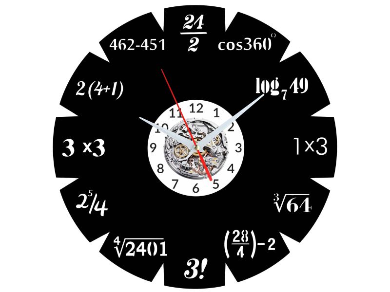 ZEGAR MATEMATYKA ZEGAR ŚCIENNY DEKORACYJNY NOWOCZESNY PŁYTA WINYLOWA WINYL NA PREZENT EVEVO.PL W0190