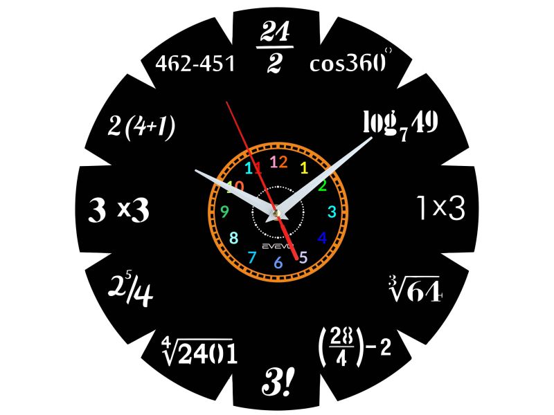 ZEGAR MATEMATYKA ZEGAR ŚCIENNY DEKORACYJNY NOWOCZESNY PŁYTA WINYLOWA WINYL NA PREZENT EVEVO.PL W0190