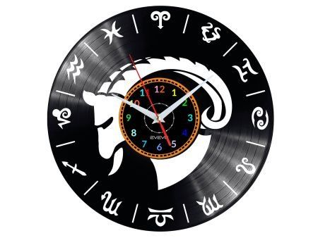 ZNAK ZODIAKU KOZIOROŻEC ZEGAR ŚCIENNY DEKORACYJNY NOWOCZESNY PŁYTA WINYLOWA WINYL NA PREZENT EVEVO.PL W0195