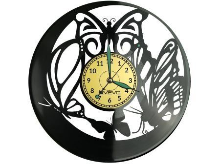 MOTYL MOTYLKI ZEGAR ŚCIENNY DEKORACYJNY NOWOCZESNY PŁYTA WINYLOWA WINYL NA PREZENT EVEVO EVEVO.PL W0245