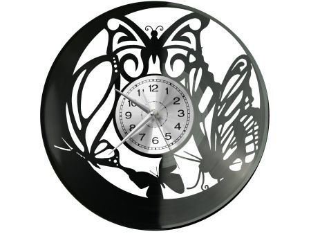 MOTYL MOTYLKI ZEGAR ŚCIENNY DEKORACYJNY NOWOCZESNY PŁYTA WINYLOWA WINYL NA PREZENT EVEVO EVEVO.PL W0245