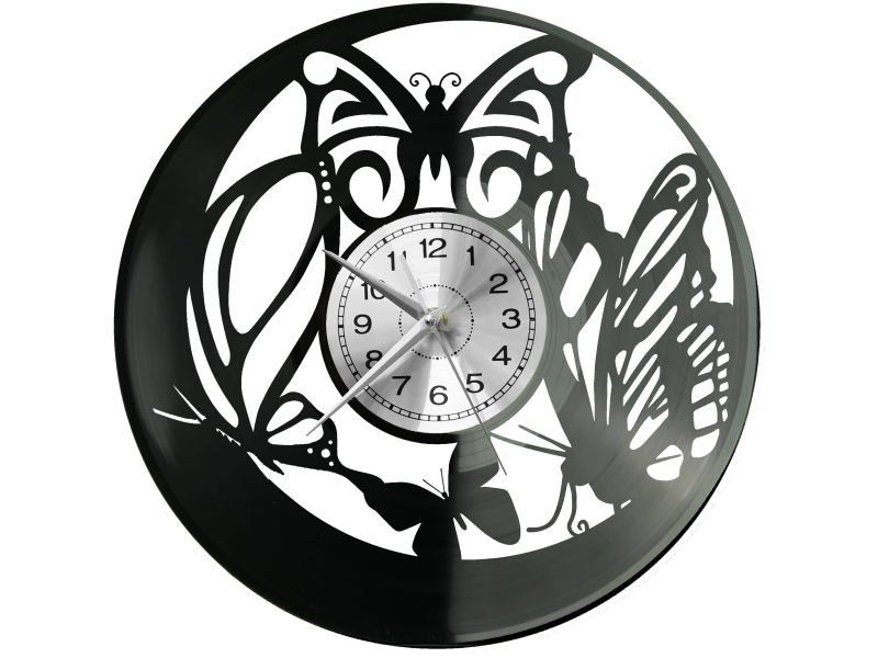 MOTYL MOTYLKI ZEGAR ŚCIENNY DEKORACYJNY NOWOCZESNY PŁYTA WINYLOWA WINYL NA PREZENT EVEVO EVEVO.PL W0245
