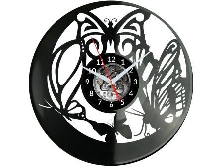MOTYL MOTYLKI ZEGAR ŚCIENNY DEKORACYJNY NOWOCZESNY PŁYTA WINYLOWA WINYL NA PREZENT EVEVO EVEVO.PL W0245