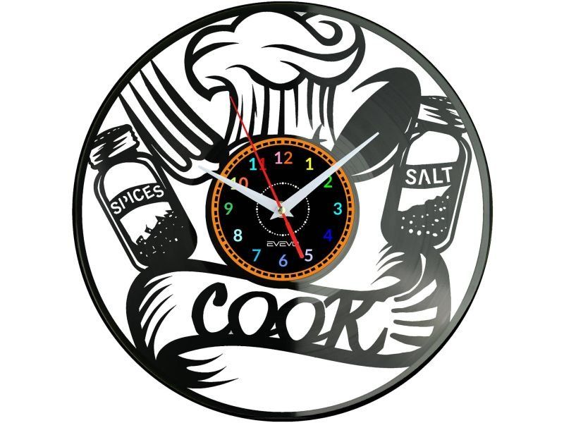 Zegar Kucharza ZEGAR ŚCIENNY DEKORACYJNY NOWOCZESNY PŁYTA WINYLOWA WINYL NA PREZENT EVEVO EVEVO.PL W0255