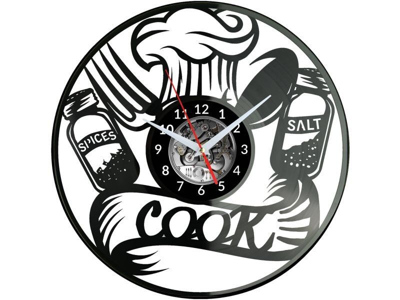Zegar Kucharza ZEGAR ŚCIENNY DEKORACYJNY NOWOCZESNY PŁYTA WINYLOWA WINYL NA PREZENT EVEVO EVEVO.PL W0255