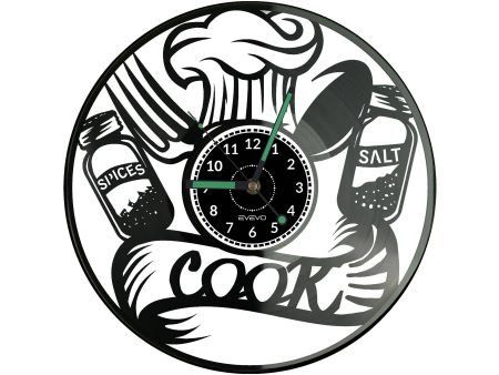 Zegar Kucharza ZEGAR ŚCIENNY DEKORACYJNY NOWOCZESNY PŁYTA WINYLOWA WINYL NA PREZENT EVEVO EVEVO.PL W0255