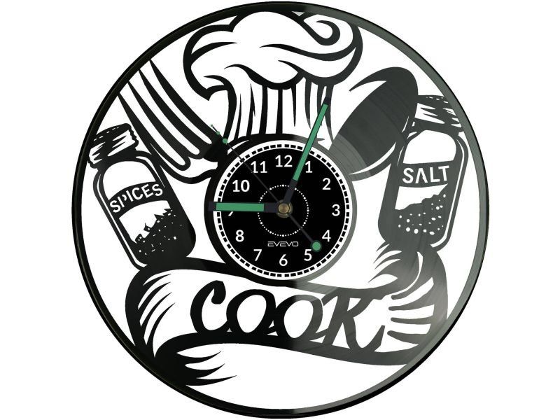Zegar Kucharza ZEGAR ŚCIENNY DEKORACYJNY NOWOCZESNY PŁYTA WINYLOWA WINYL NA PREZENT EVEVO EVEVO.PL W0255