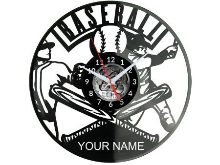 Baseball Twoje Imię ZEGAR ŚCIENNY DEKORACYJNY NOWOCZESNY PŁYTA WINYLOWA WINYL NA PREZENT EVEVO EVEVO.PL W0259