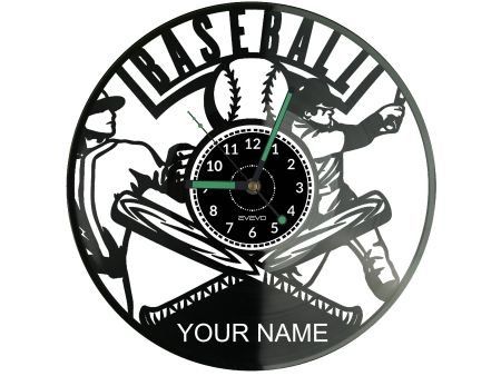 Baseball Twoje Imię ZEGAR ŚCIENNY DEKORACYJNY NOWOCZESNY PŁYTA WINYLOWA WINYL NA PREZENT EVEVO EVEVO.PL W0259