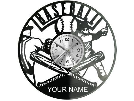 Baseball Twoje Imię ZEGAR ŚCIENNY DEKORACYJNY NOWOCZESNY PŁYTA WINYLOWA WINYL NA PREZENT EVEVO EVEVO.PL W0259