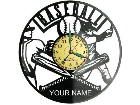 Baseball Twoje Imię ZEGAR ŚCIENNY DEKORACYJNY NOWOCZESNY PŁYTA WINYLOWA WINYL NA PREZENT EVEVO EVEVO.PL W0259