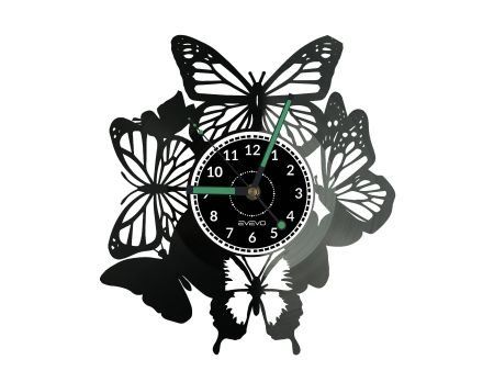 MOTYLE MOTYLKI ZEGAR ŚCIENNY DEKORACYJNY NOWOCZESNY PŁYTA WINYLOWA WINYL NA PREZENT EVEVO EVEVO.PL W0261