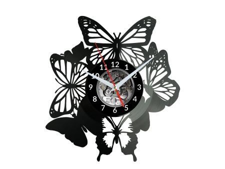 MOTYLE MOTYLKI ZEGAR ŚCIENNY DEKORACYJNY NOWOCZESNY PŁYTA WINYLOWA WINYL NA PREZENT EVEVO EVEVO.PL W0261