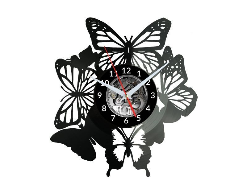 MOTYLE MOTYLKI ZEGAR ŚCIENNY DEKORACYJNY NOWOCZESNY PŁYTA WINYLOWA WINYL NA PREZENT EVEVO EVEVO.PL W0261